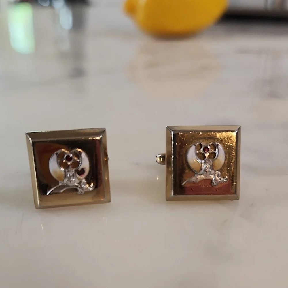 Hadley 12K GF Shriner Square Cufflinks Design Vintage